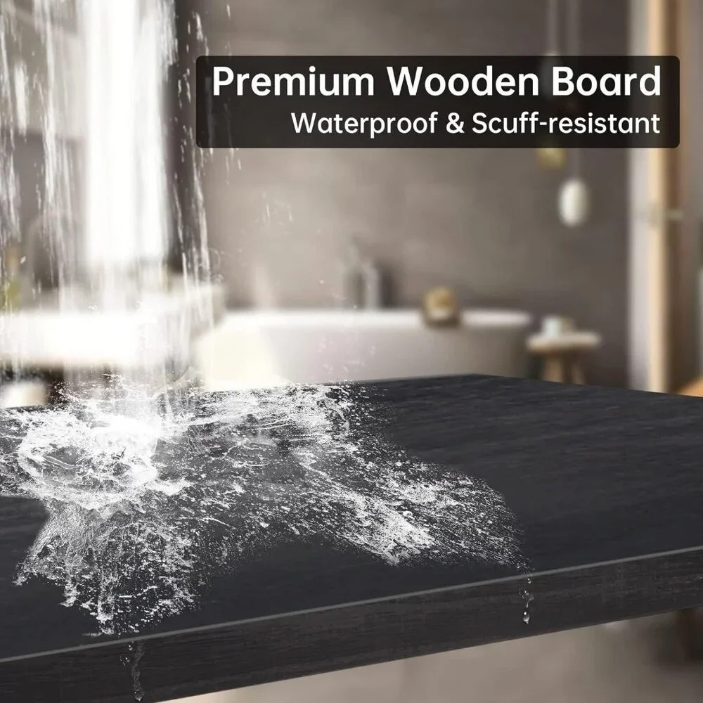 Wood City 2 Black Floating Shelves for Wall Storage & Decor